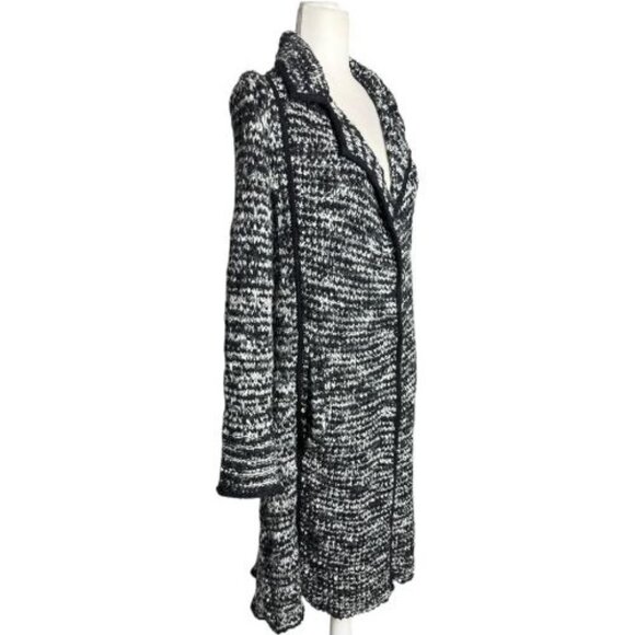 FREE PEOPLE "Last Dance" Duster / Cardigan Coat Black White Textured Knit SZ S - Picture 5 of 8